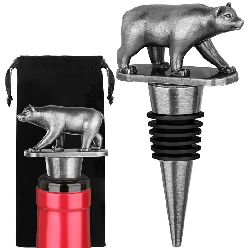 Kitchen Gadgets Club - Penutup Botol Anggur Bentuk Beruang Logam